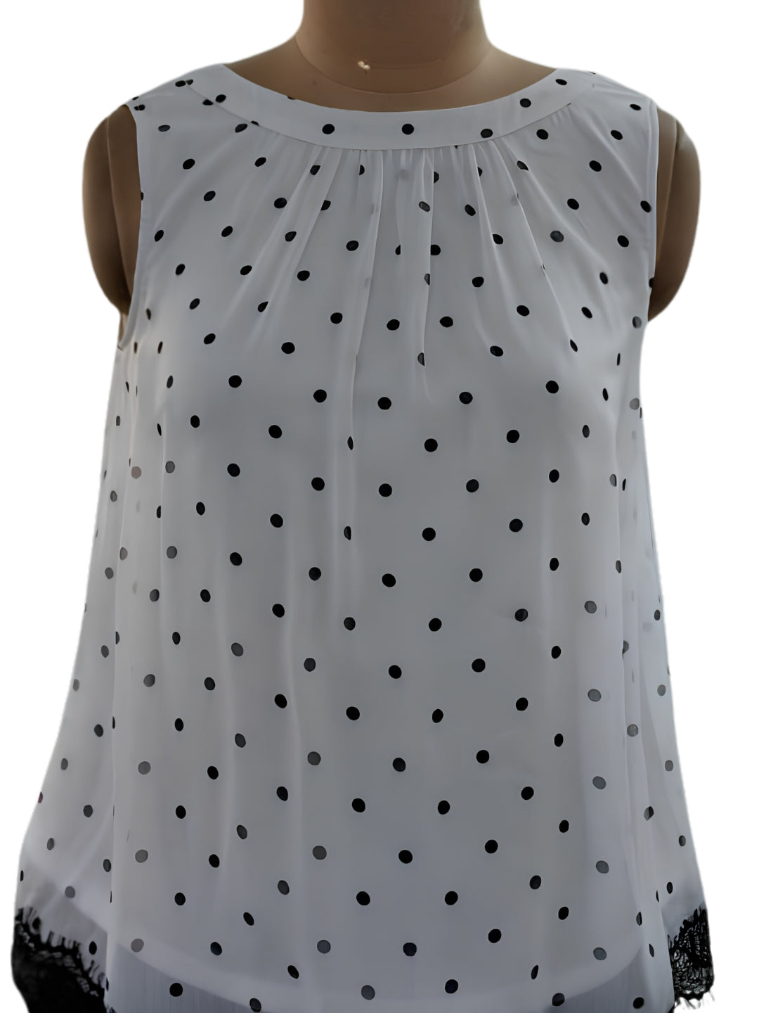 White Printed Sleeveless sleeve Round Neck Loose fit Blouses