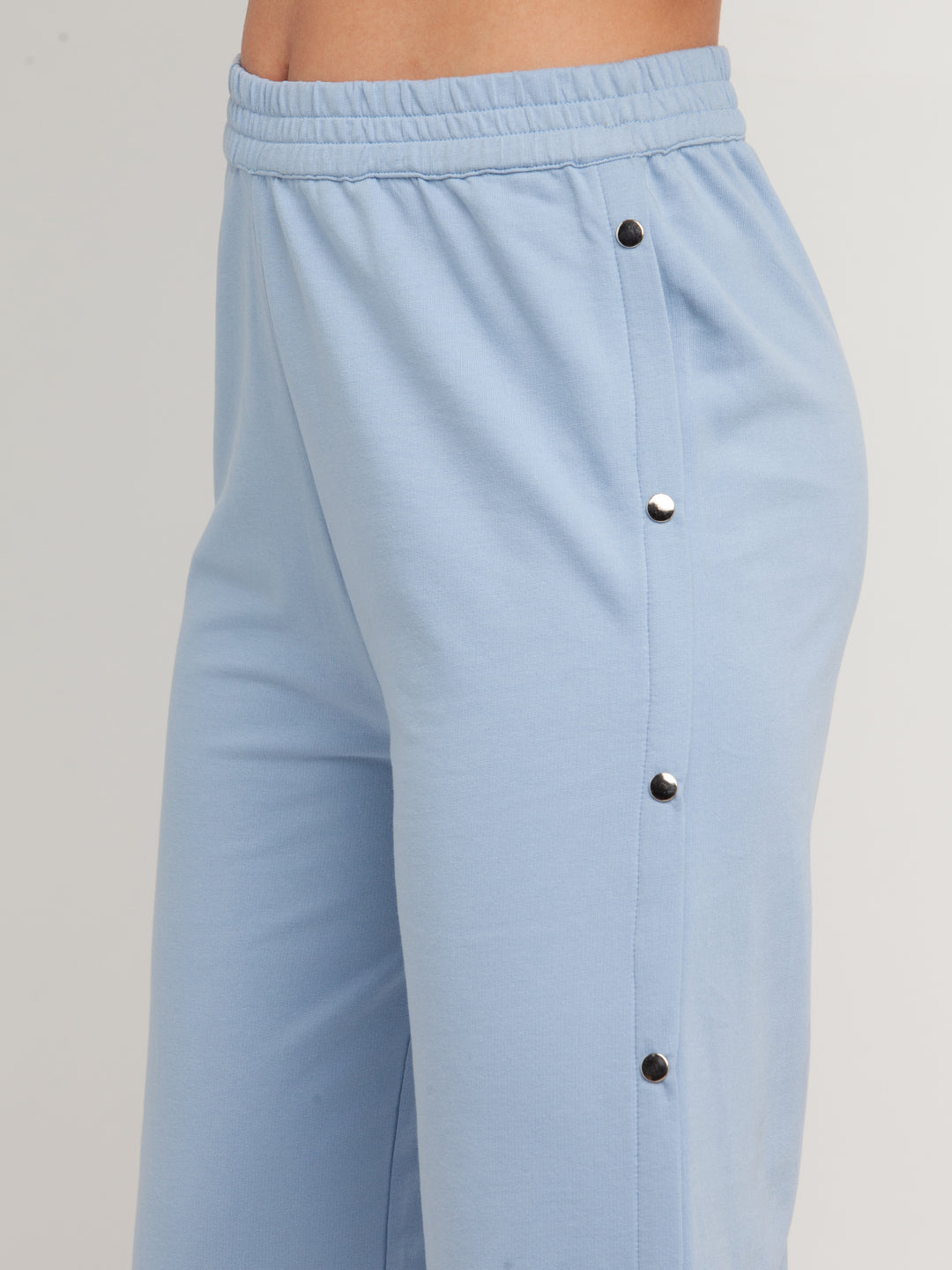 Blue Solid Short Sleeves Trouser