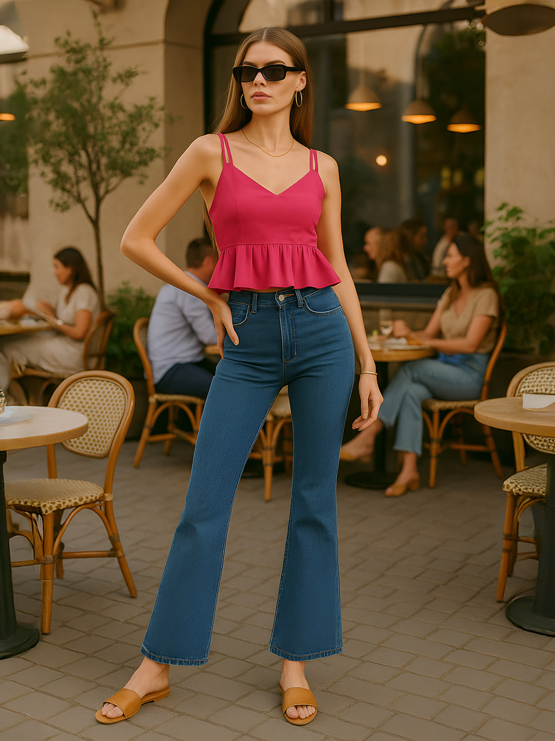 Maroon Solid Sleeveless Top