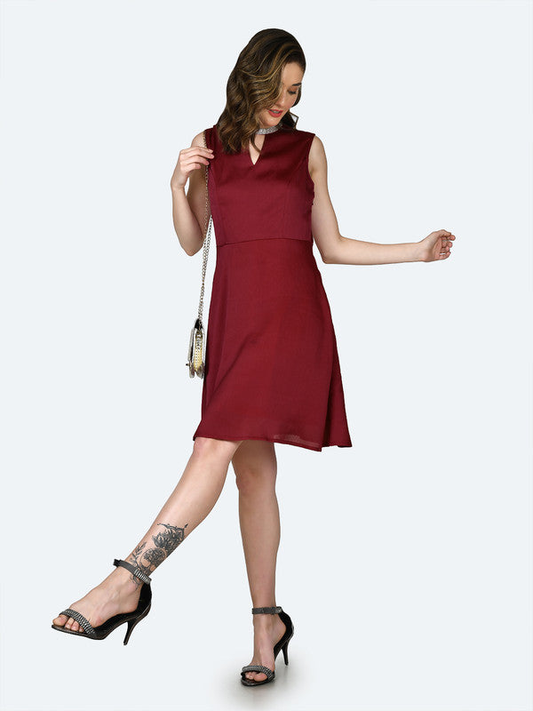 Red_Solid_Regular_Short_Dress_1