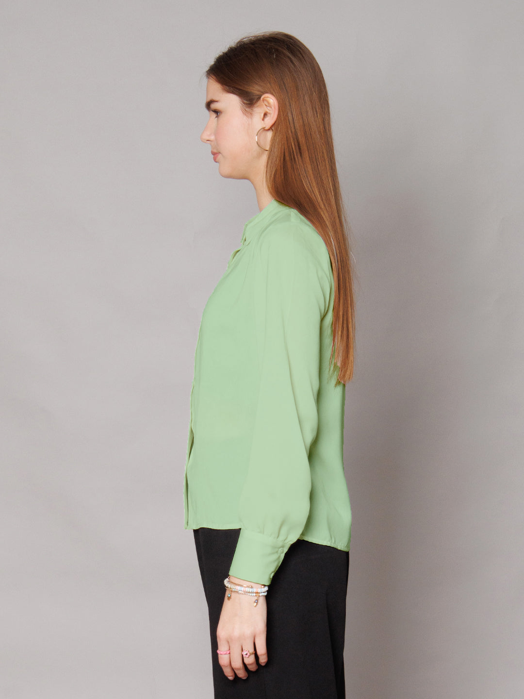 Solid Mint Gathered Shirt