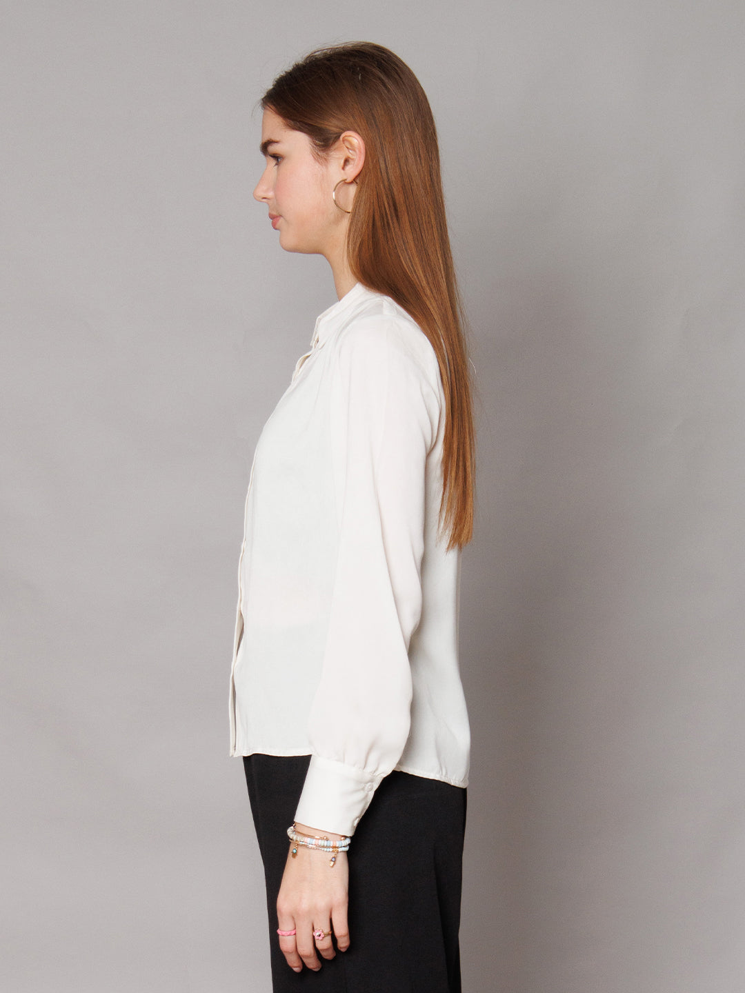 Solid White Gathered Shirt