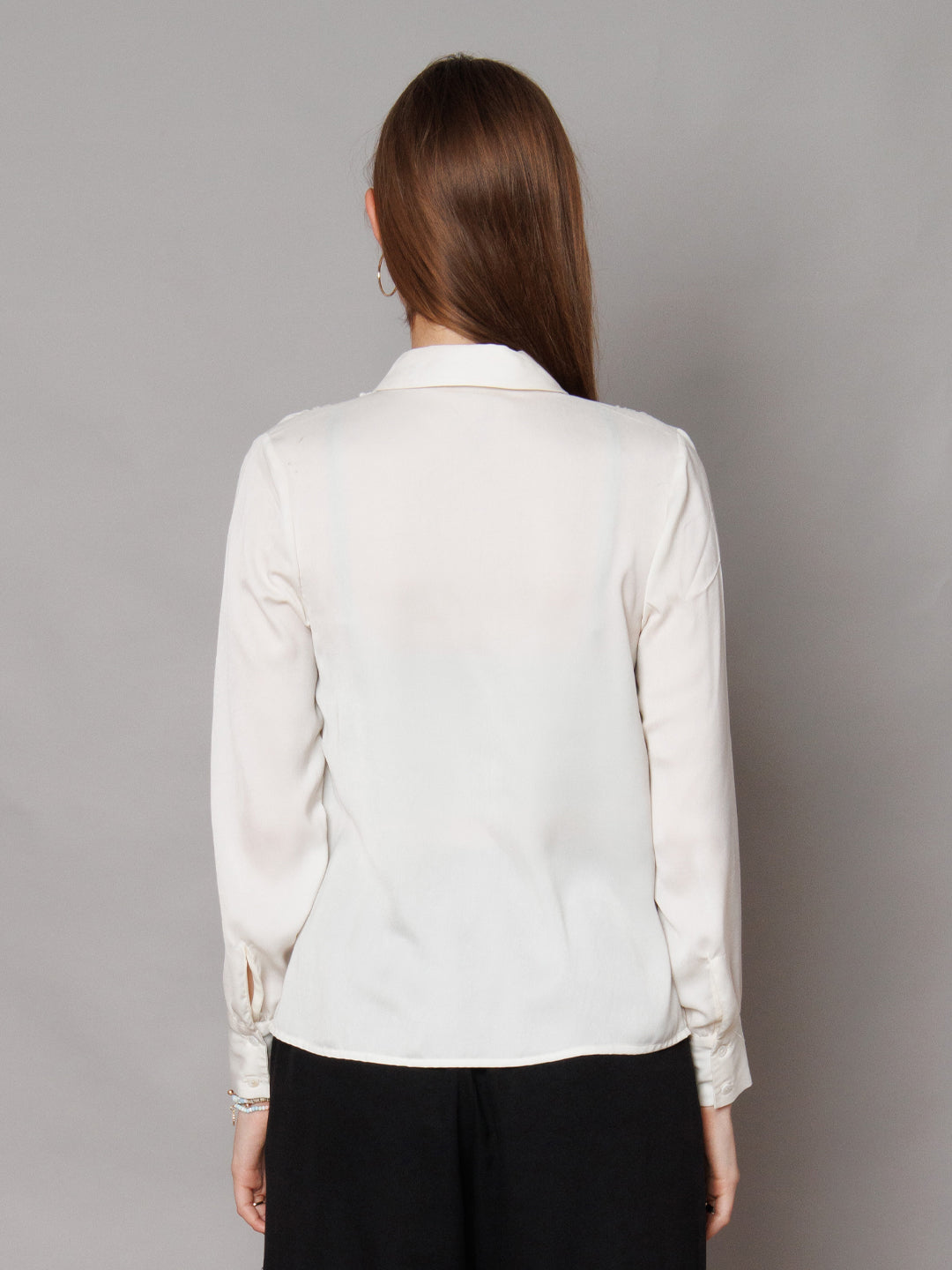 Solid White Gathered Shirt