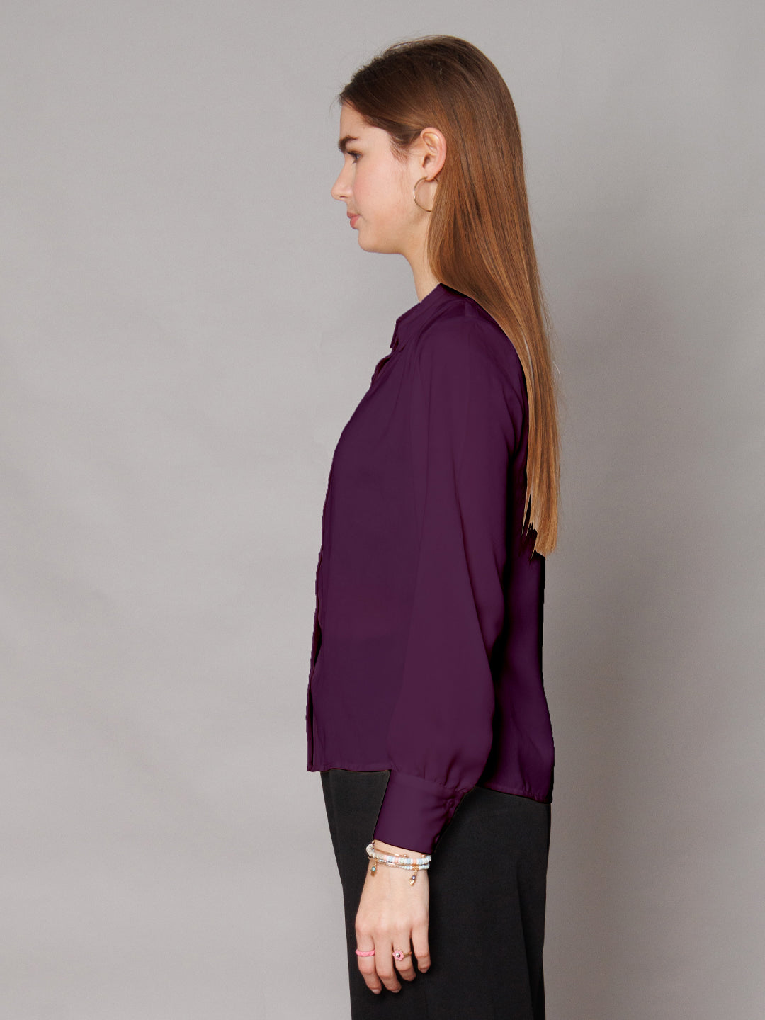 Solid Purple Gathered Shirt