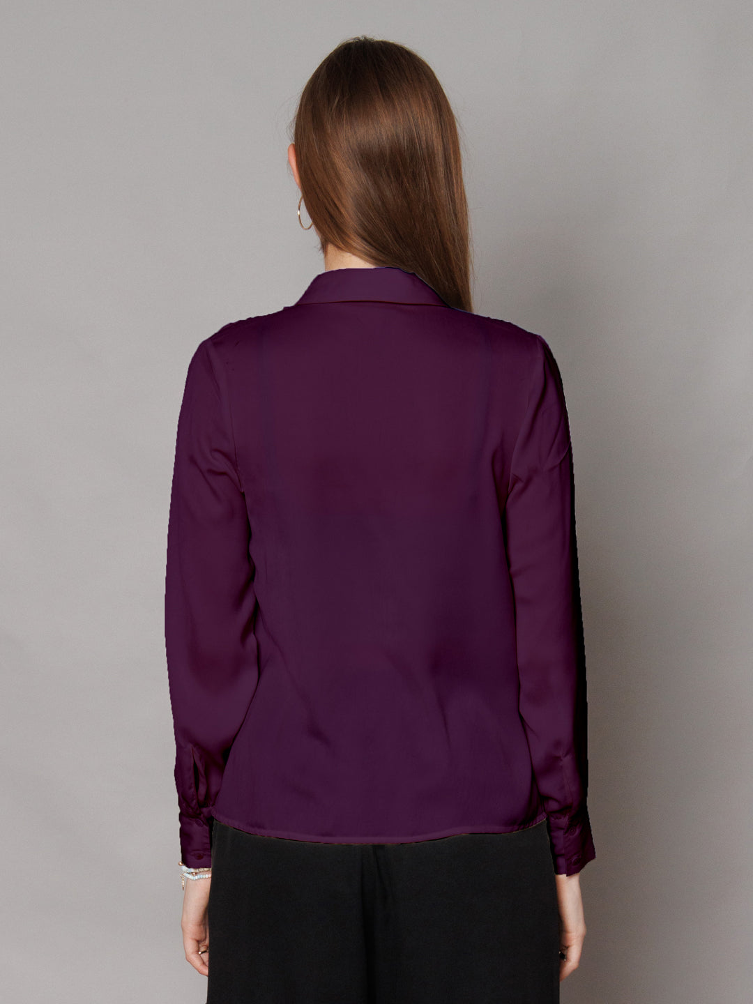 Solid Purple Gathered Shirt