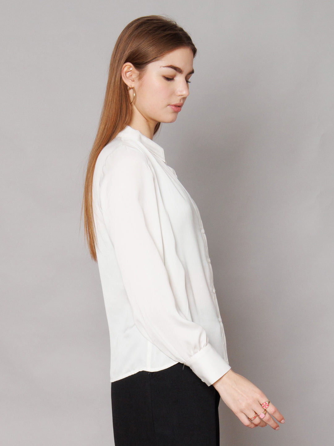 Solid White Gathered Shirt