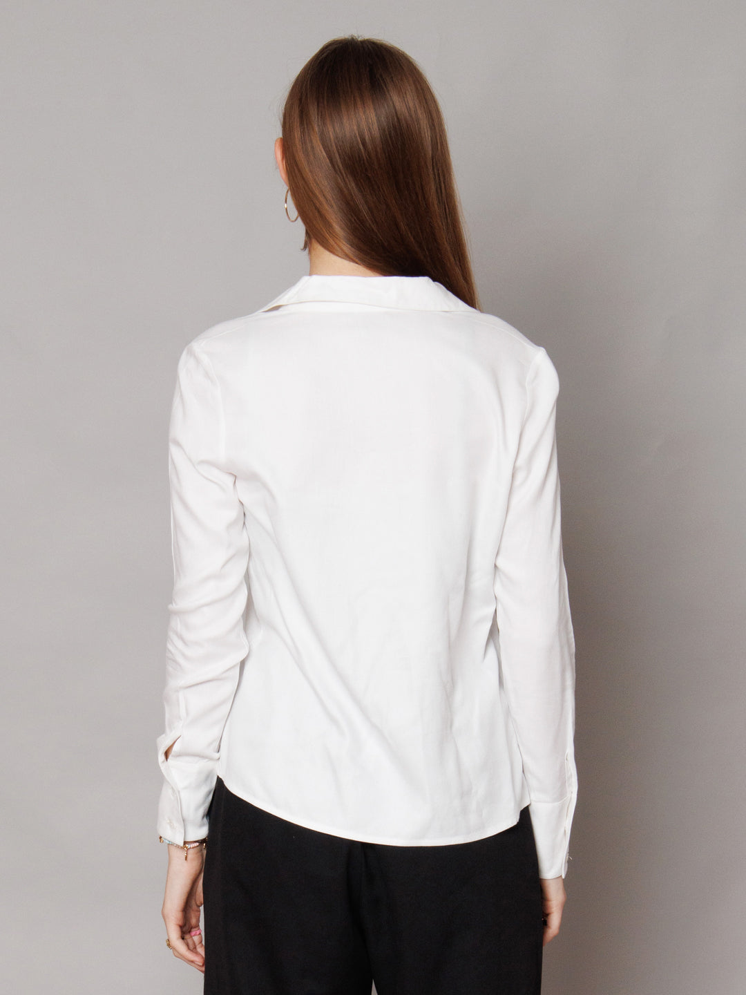 Solid White Gathered Shirt