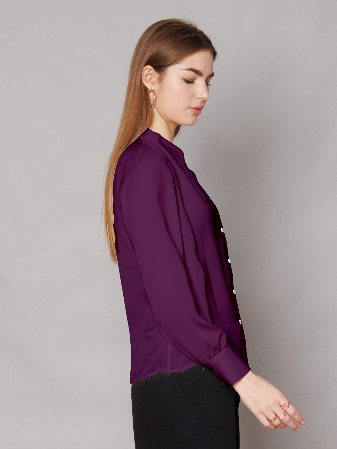 Solid Purple Gathered Shirt