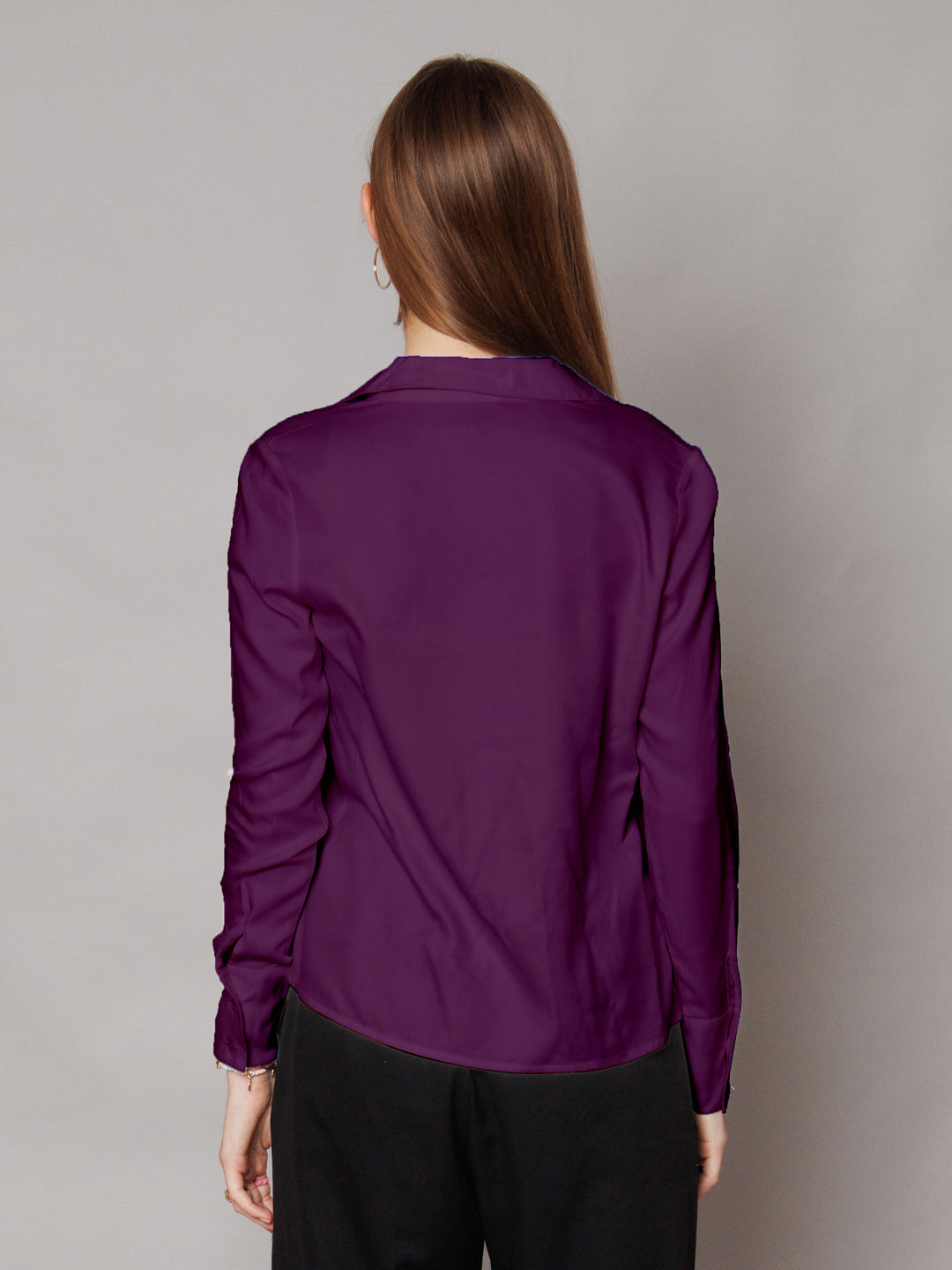 Solid Purple Gathered Shirt