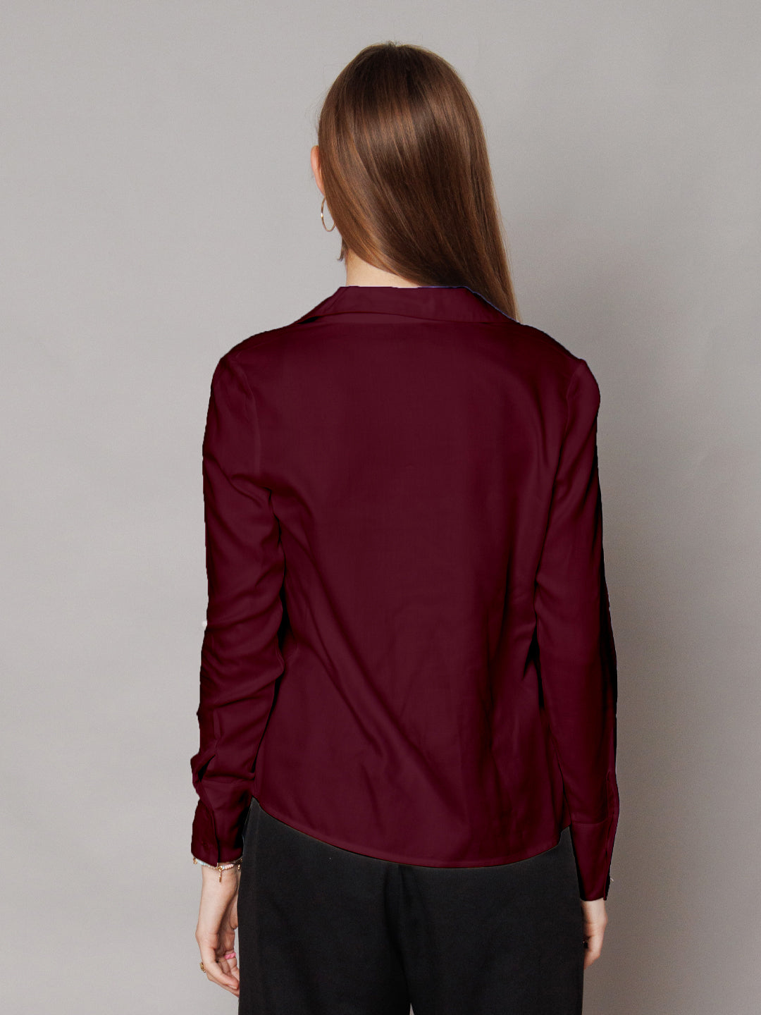 Solid Cranberry Gathered Shirt