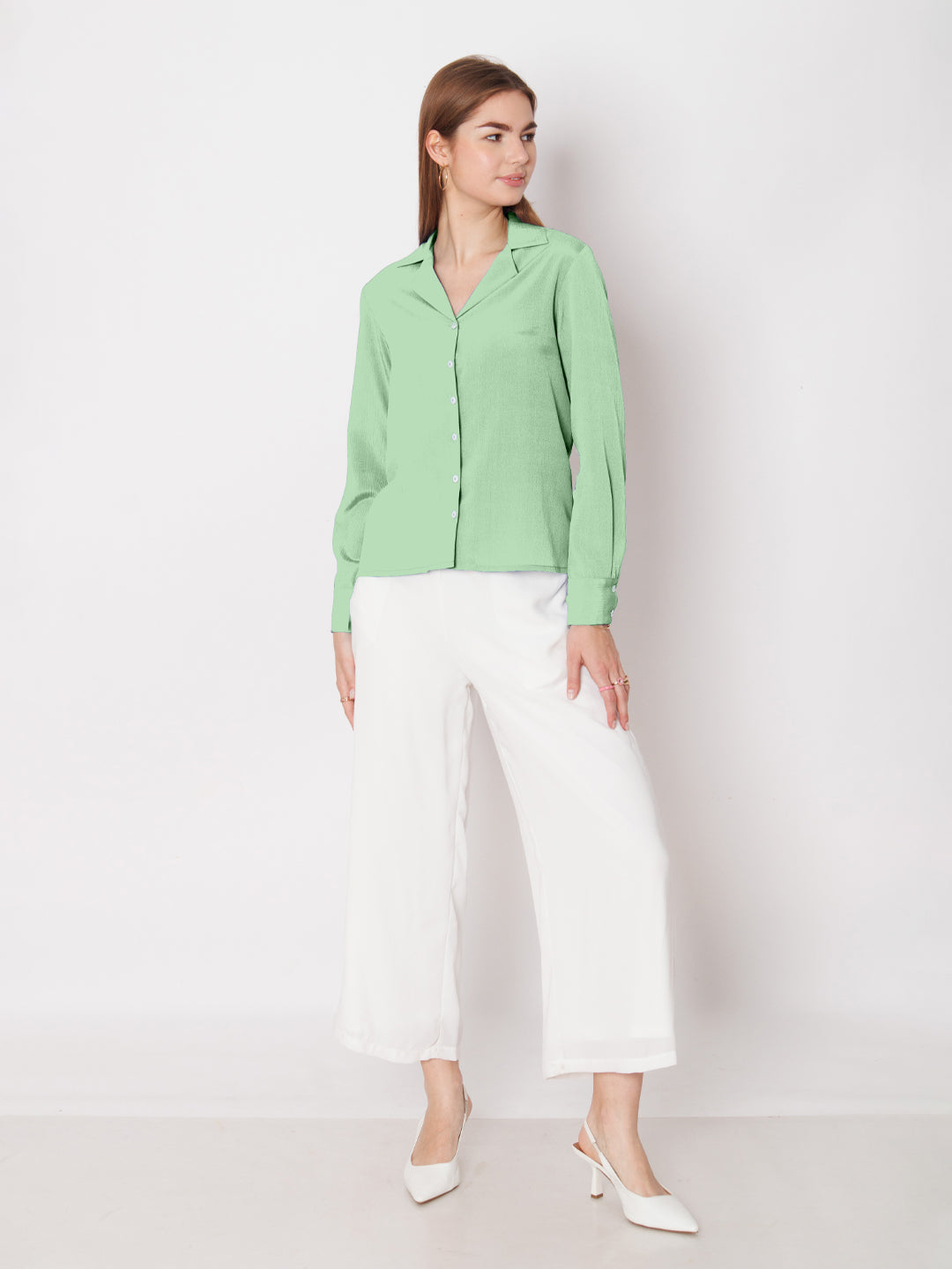 Solid Mint Buttoned Shirt