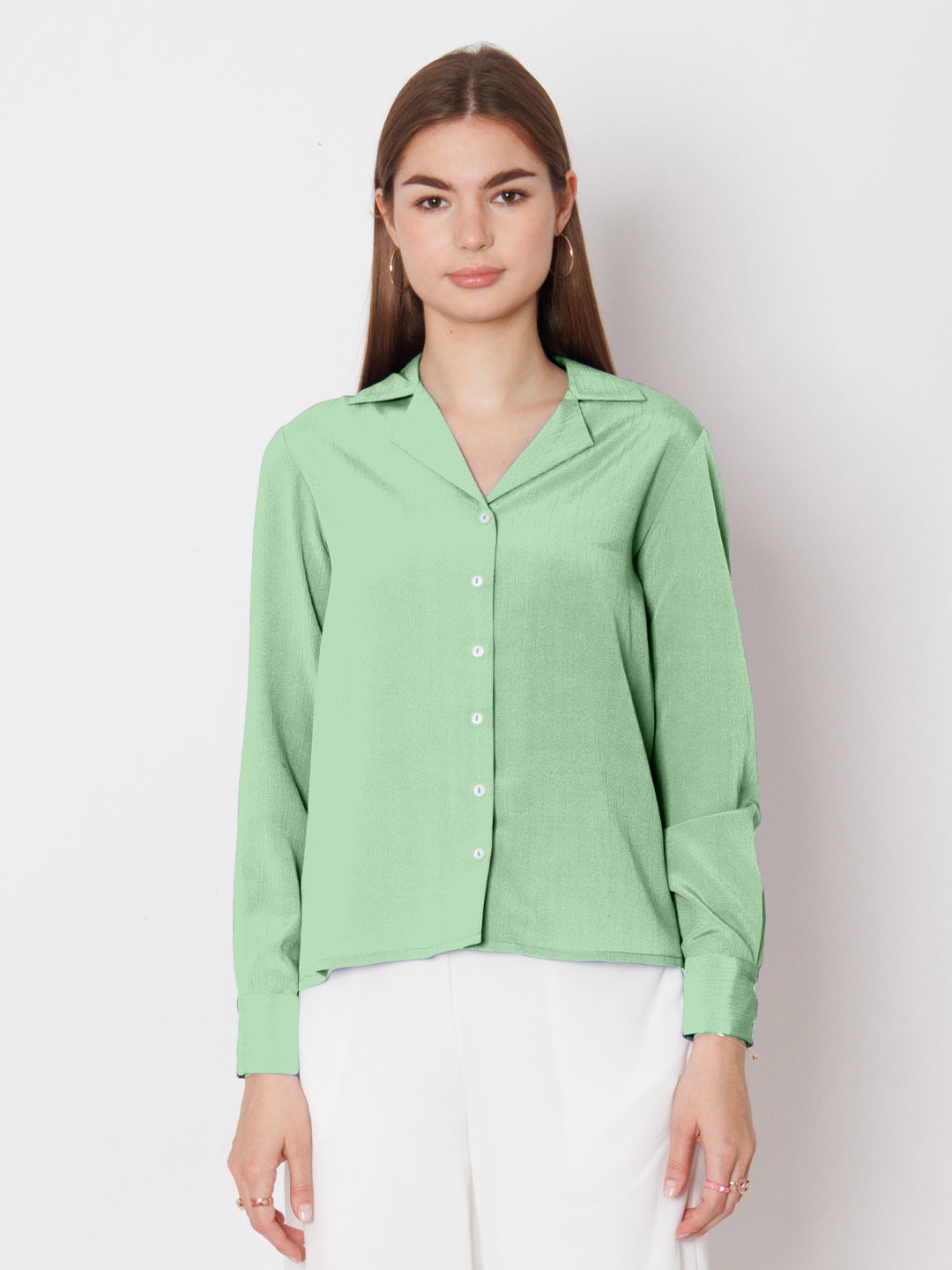 Solid Mint Buttoned Shirt