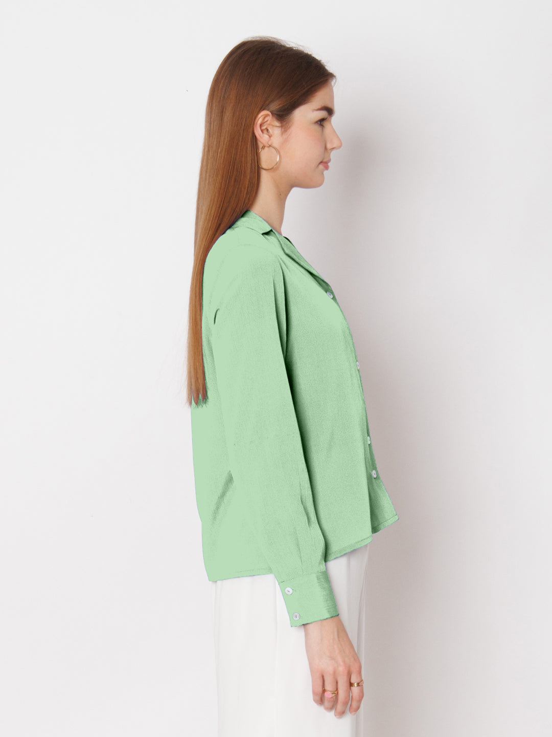 Solid Mint Buttoned Shirt