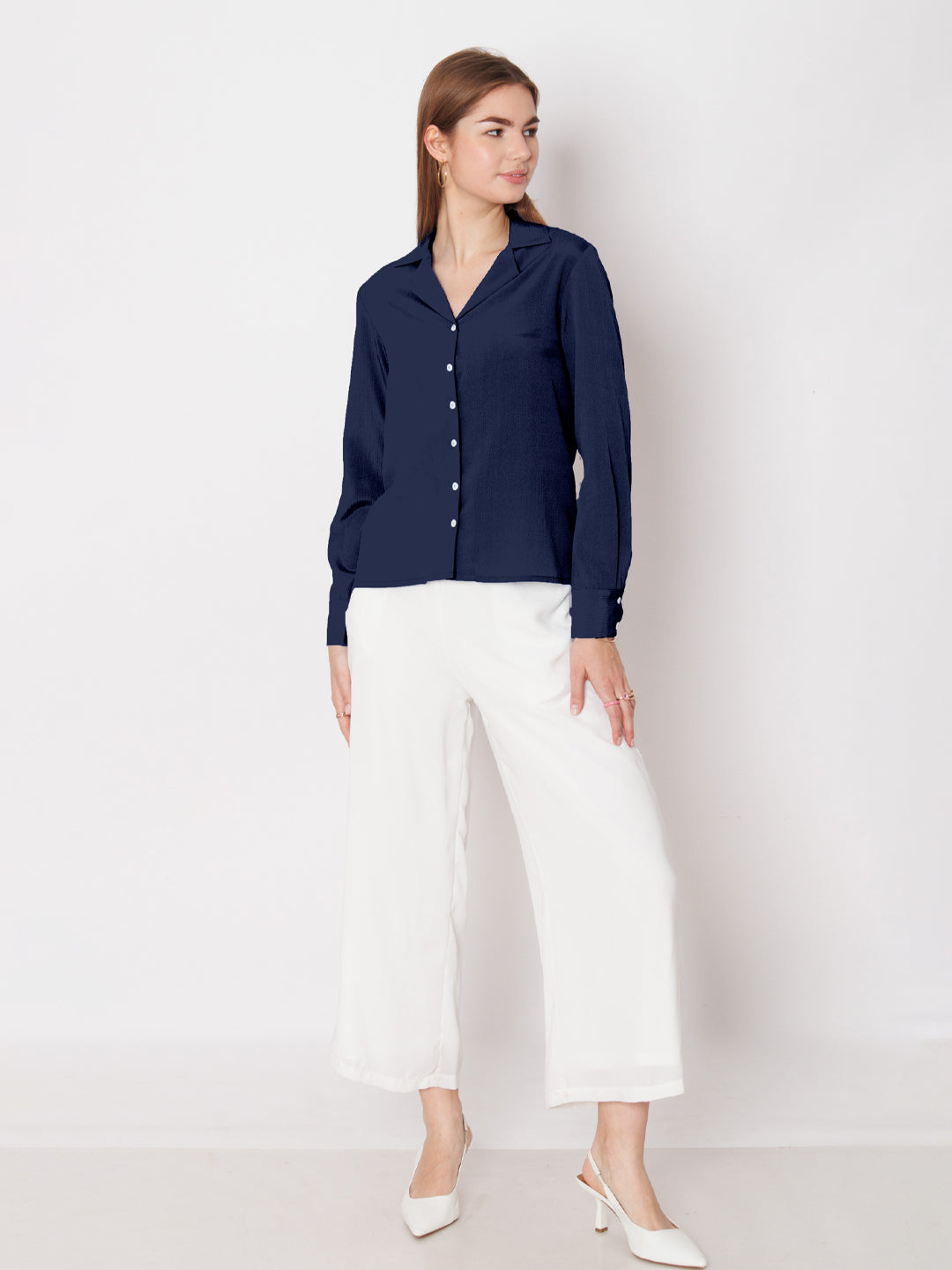 Solid Navy Buttoned Shirt