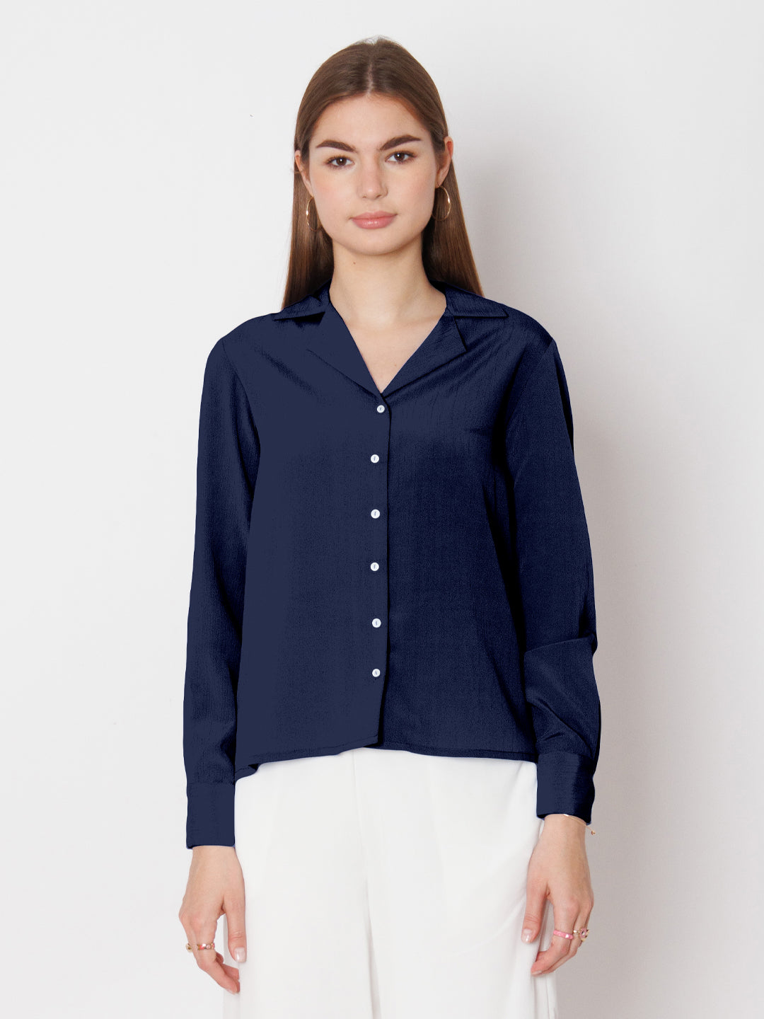 Solid Navy Buttoned Shirt