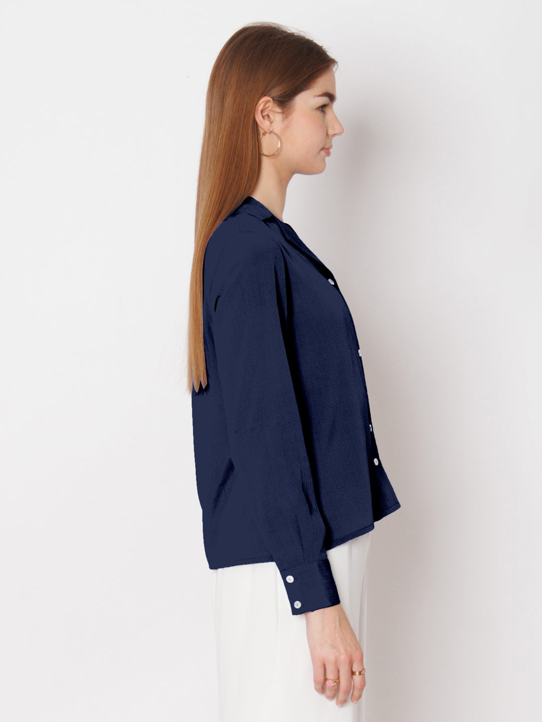 Solid Navy Buttoned Shirt