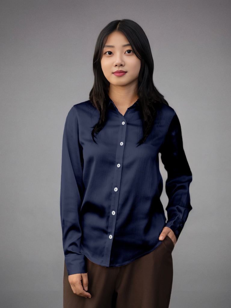 Solid Navy Regular Shirt