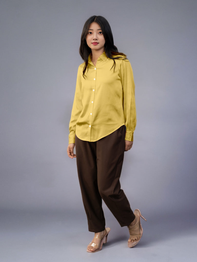 Solid Yellow Regular Shirt