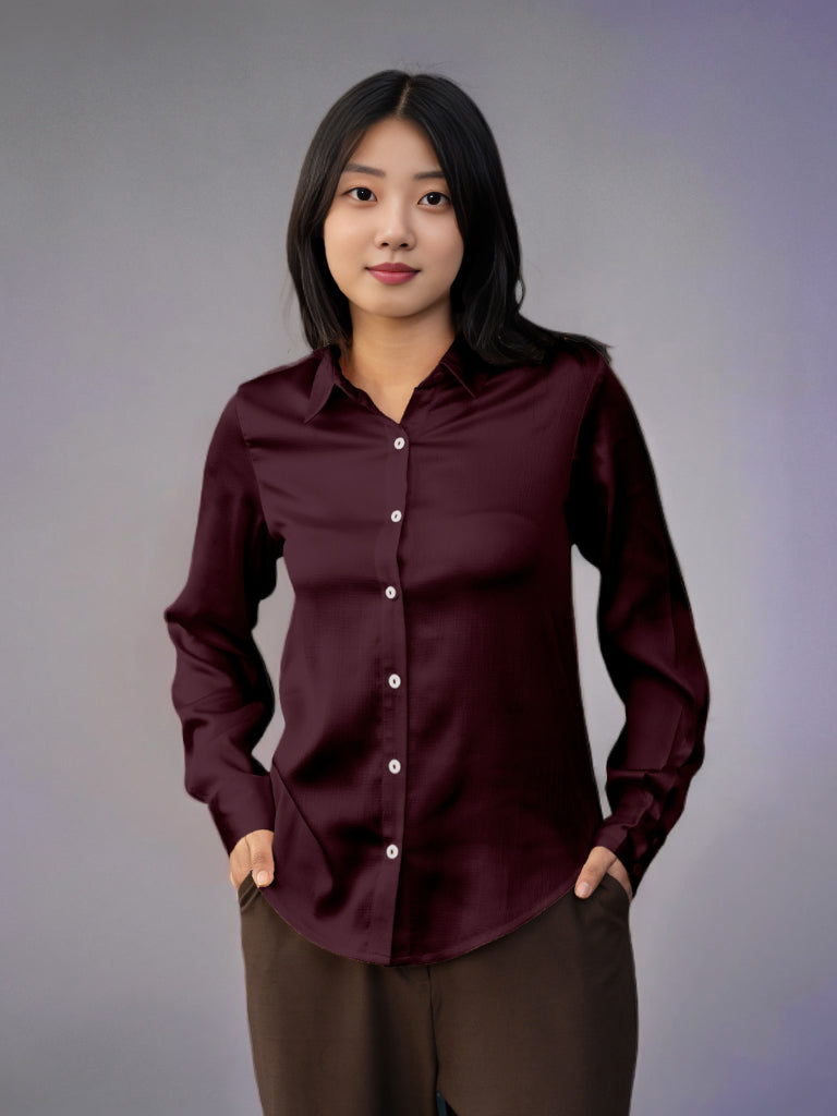 Solid Cranberry Regular Shirt