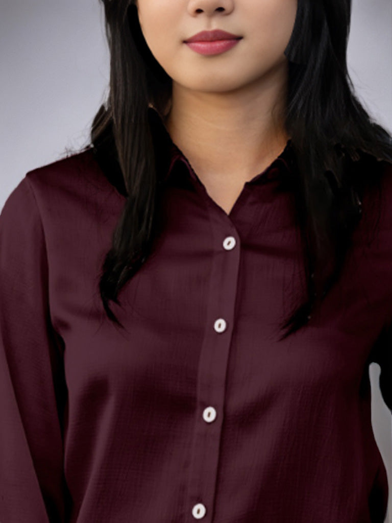 Solid Cranberry Regular Shirt