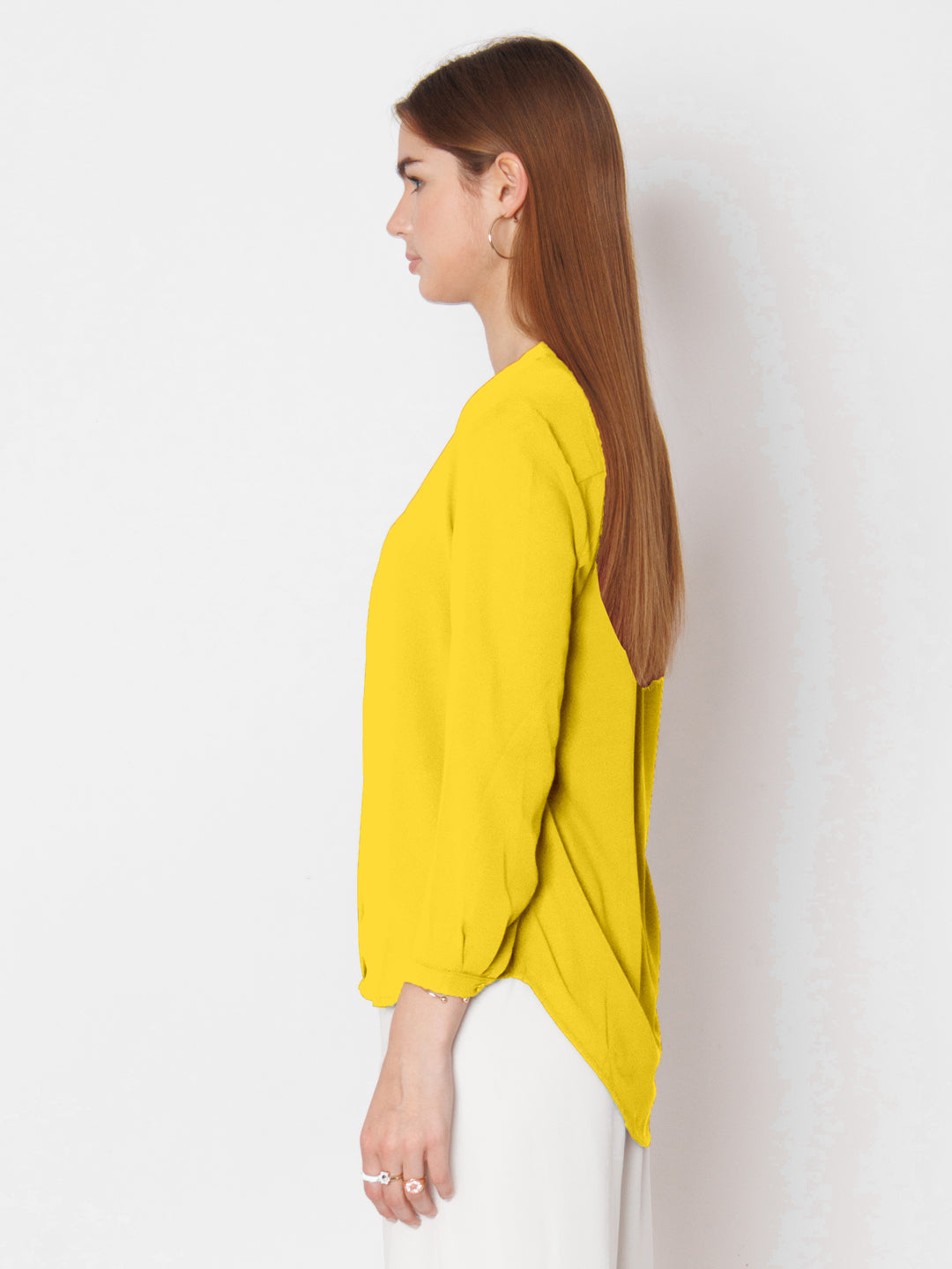 Yellow Solid Straight Fit Top