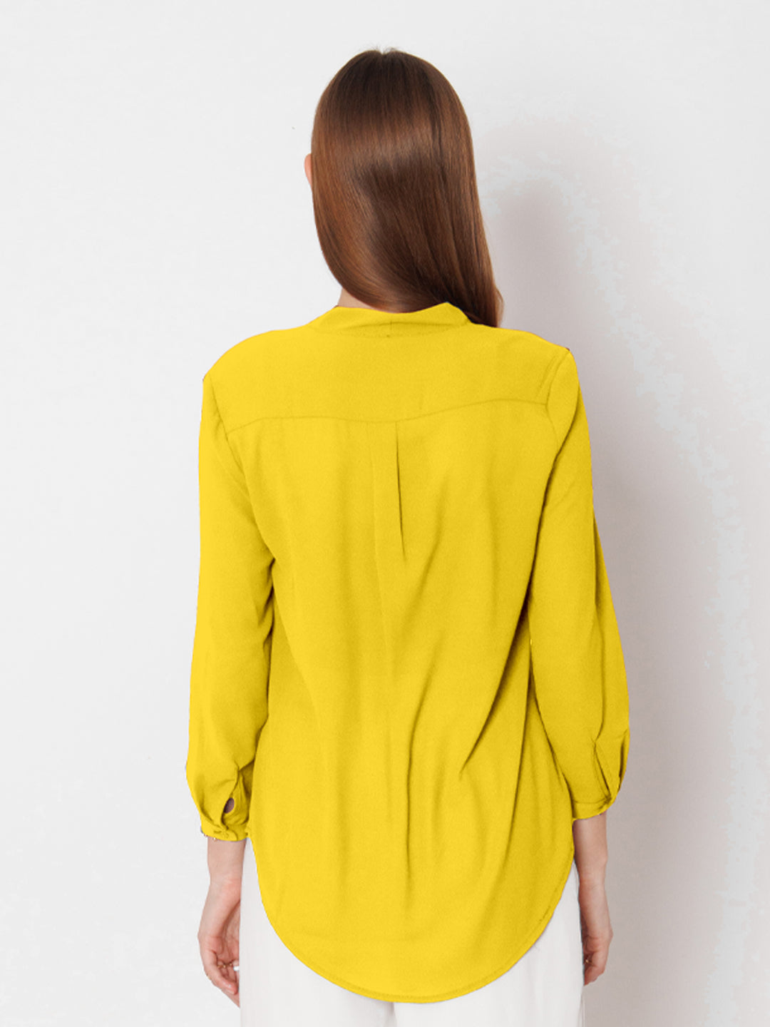 Yellow Solid Straight Fit Top