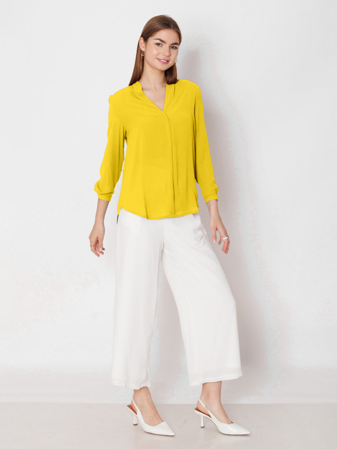 Yellow Solid Straight Fit Top