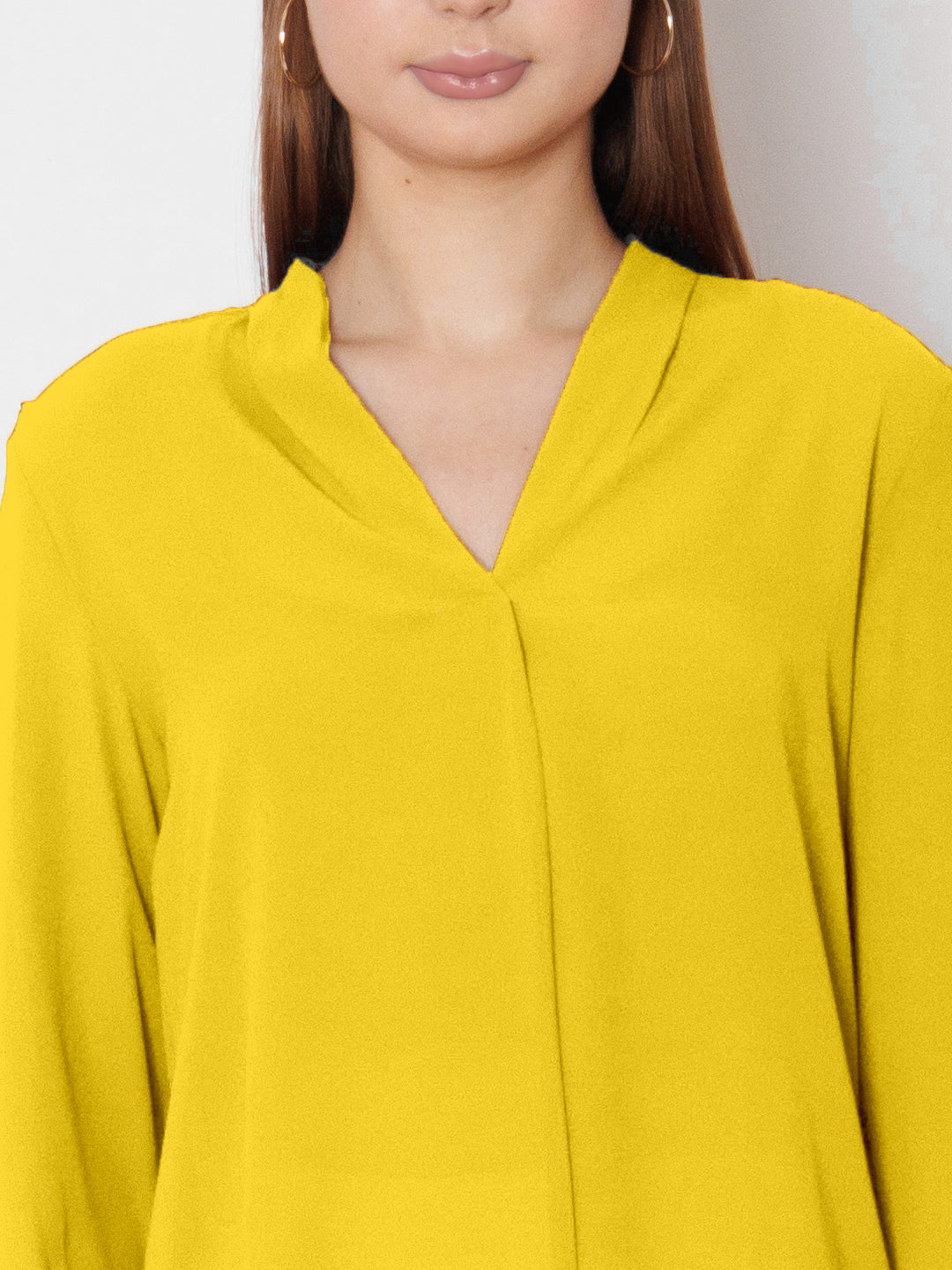 Yellow Solid Straight Fit Top