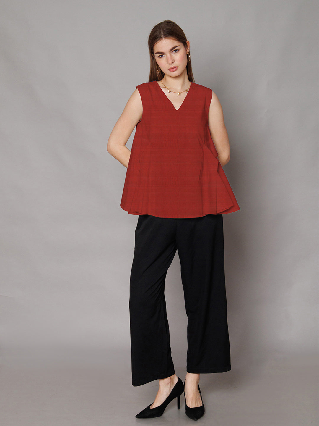 Brown Solid Relaxed Fit Top