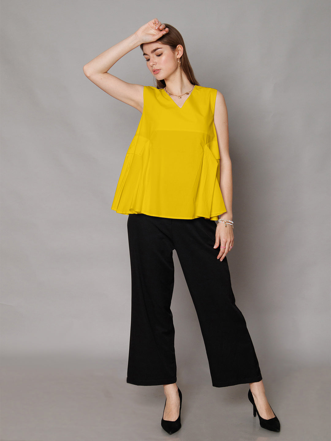 Yellow Solid Relaxed Fit Top