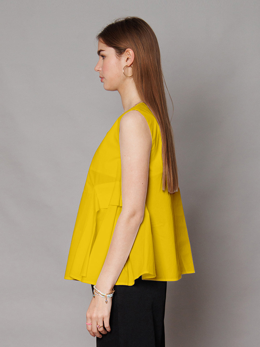 Yellow Solid Relaxed Fit Top