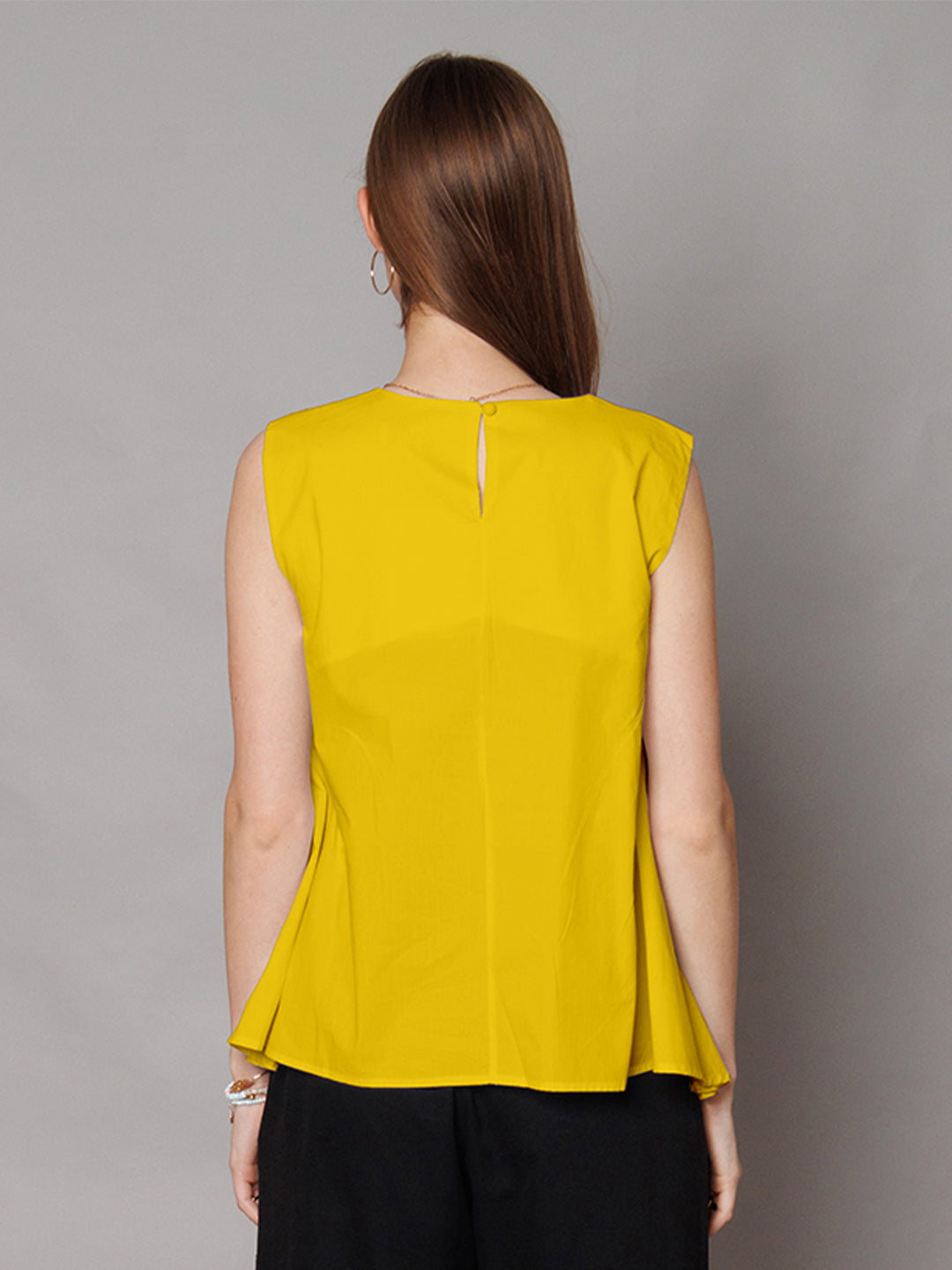 Yellow Solid Relaxed Fit Top