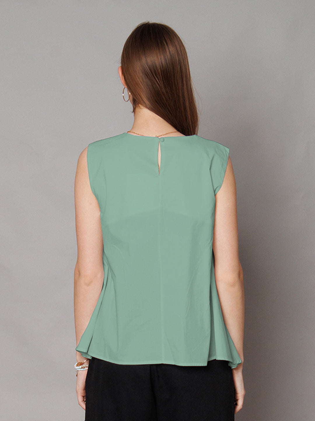 Green Solid Relaxed Fit Top