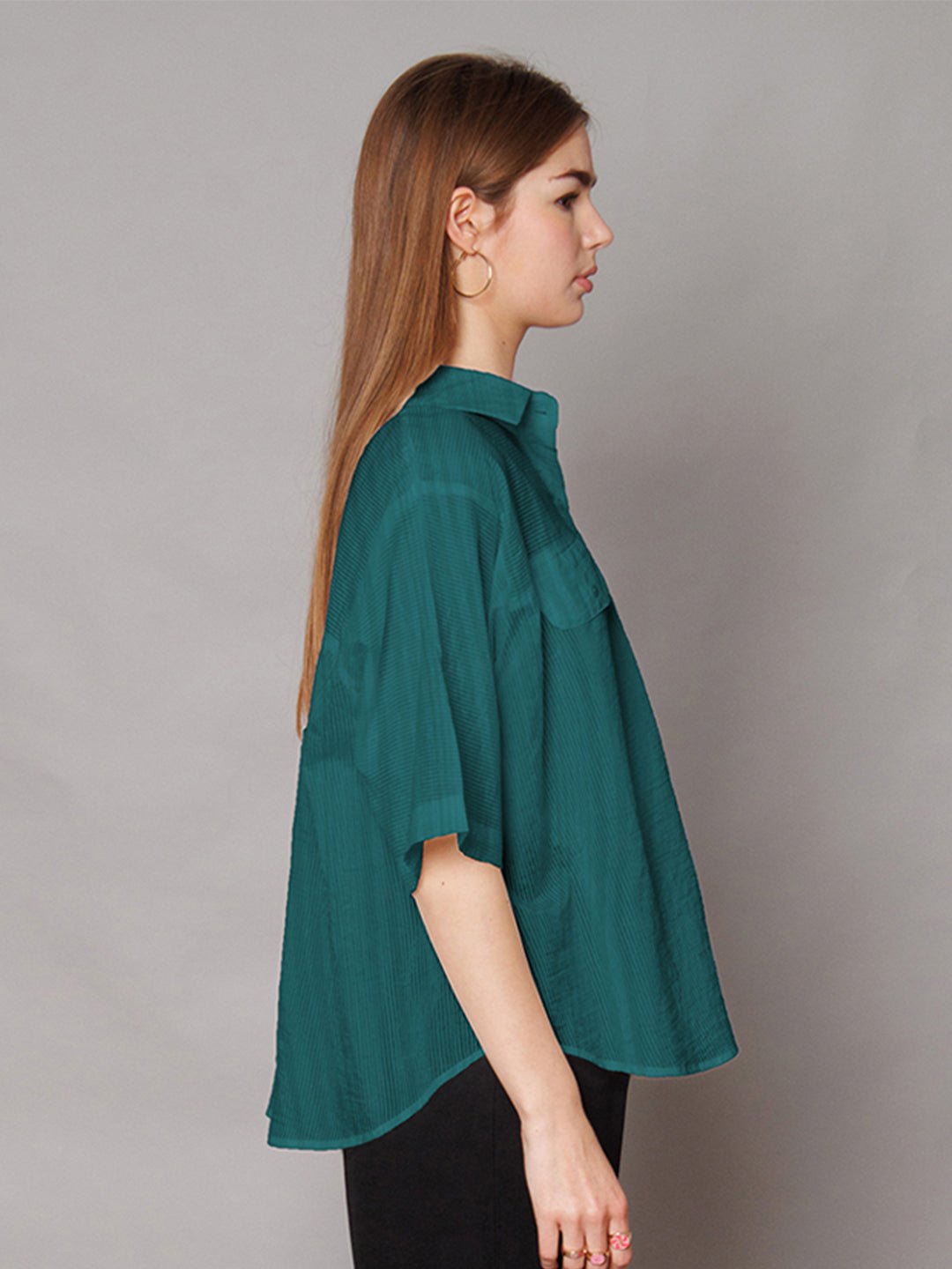 Green Solid Relaxed Fit Shirt