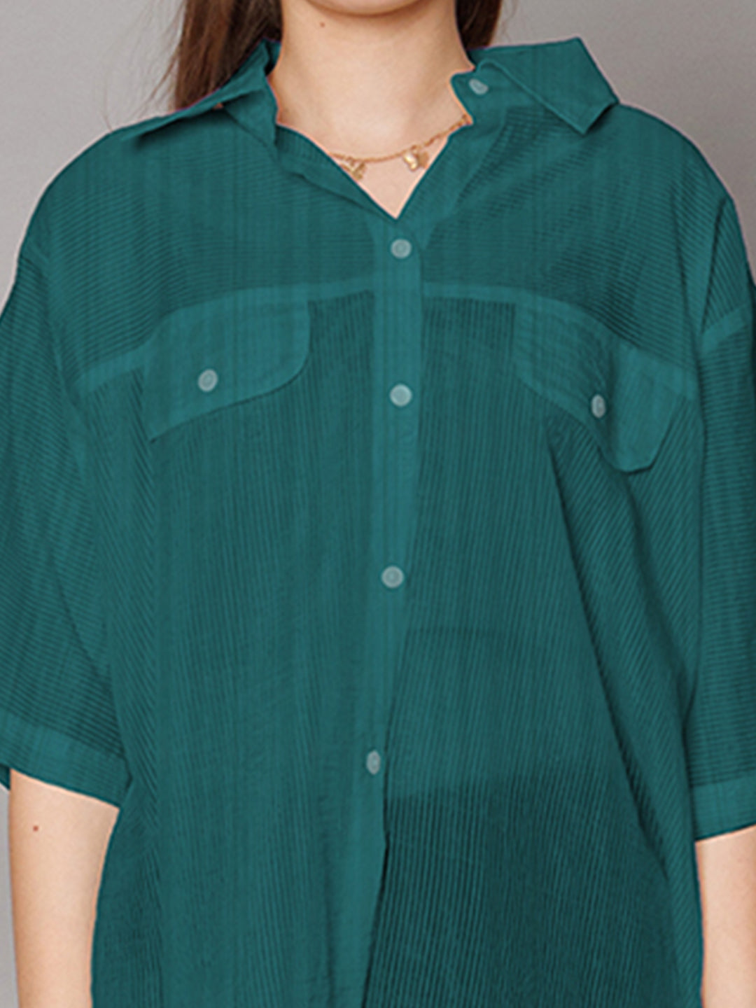 Green Solid Relaxed Fit Shirt