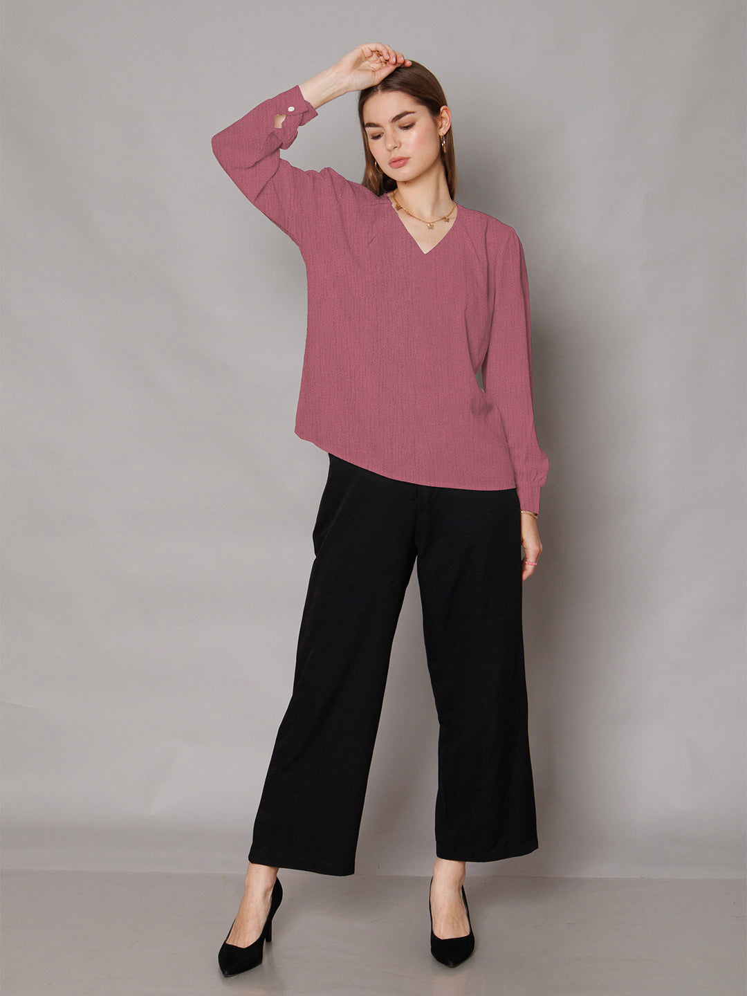 Pink Solid Relaxed Fit Top