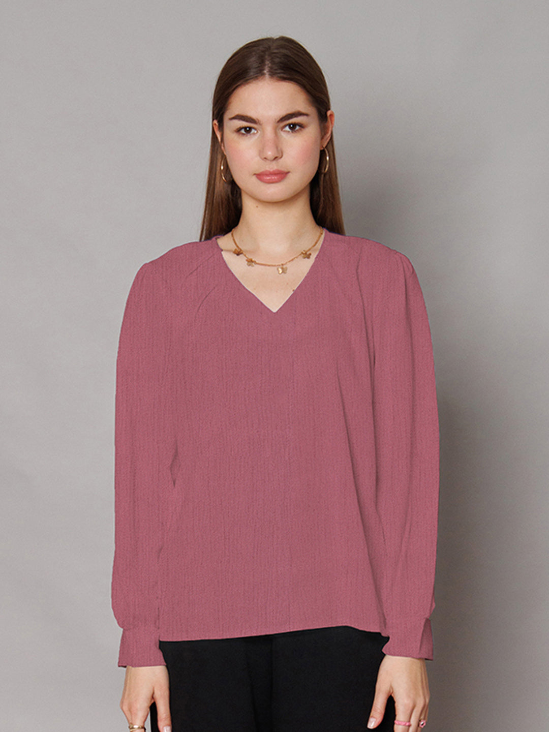 Pink Solid Relaxed Fit Top