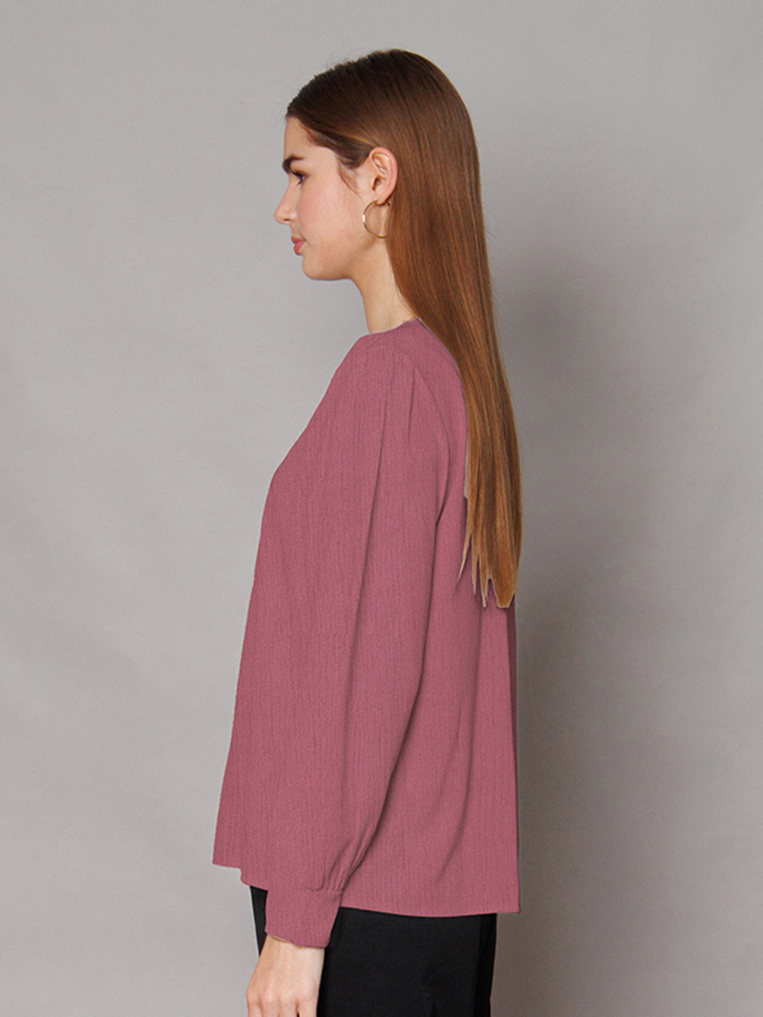 Pink Solid Relaxed Fit Top