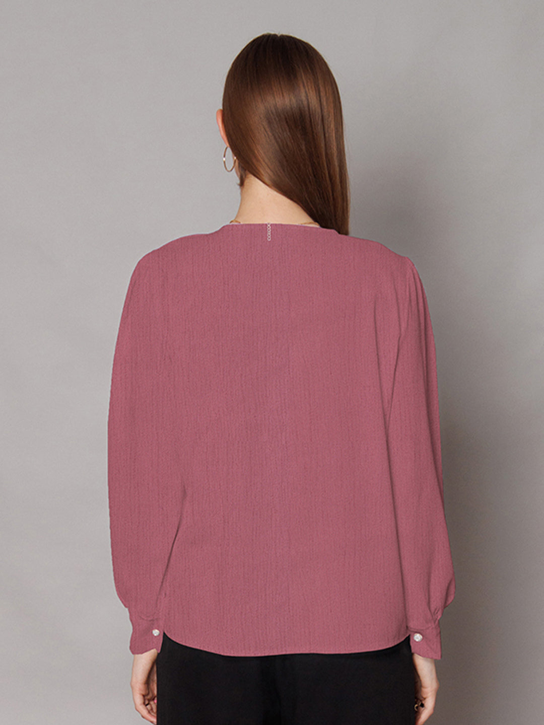 Pink Solid Relaxed Fit Top