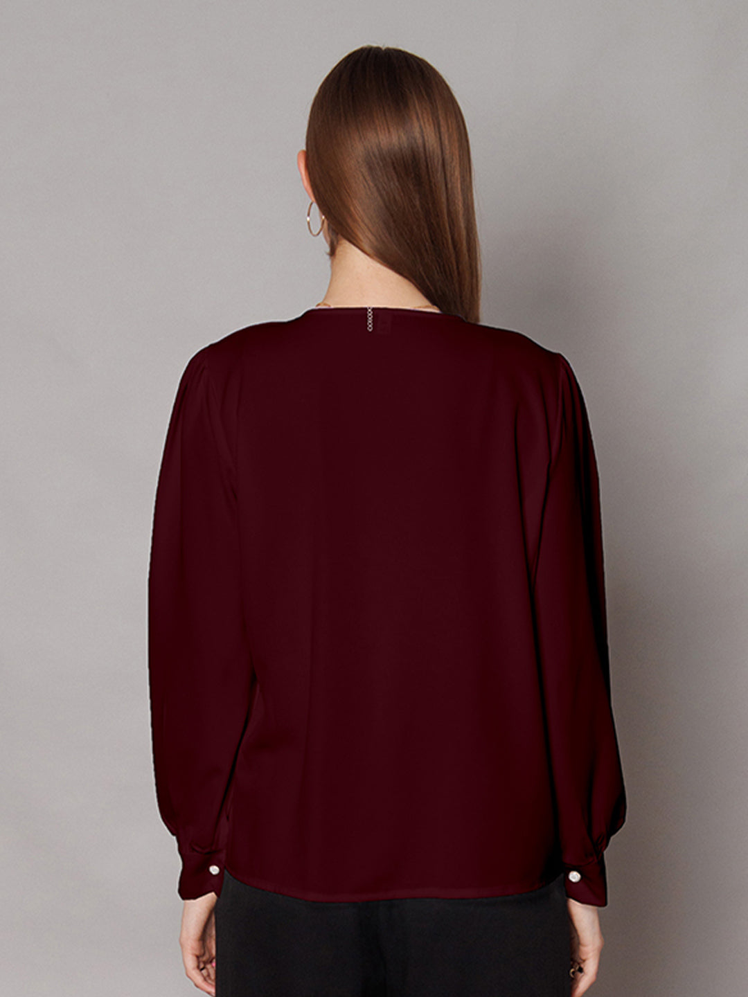 Maroon Solid Relaxed Fit Top