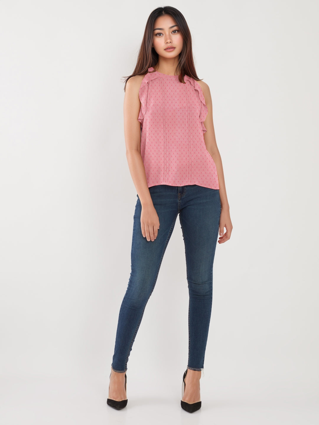 Solid Pink Halter Neck Top