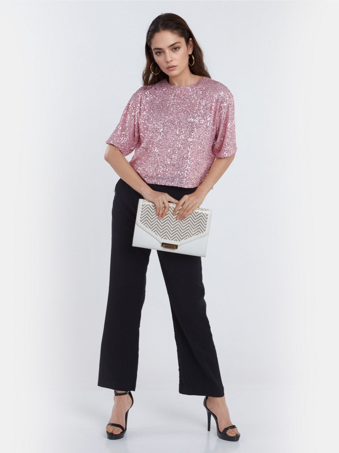 Pink Embellished Regular Top