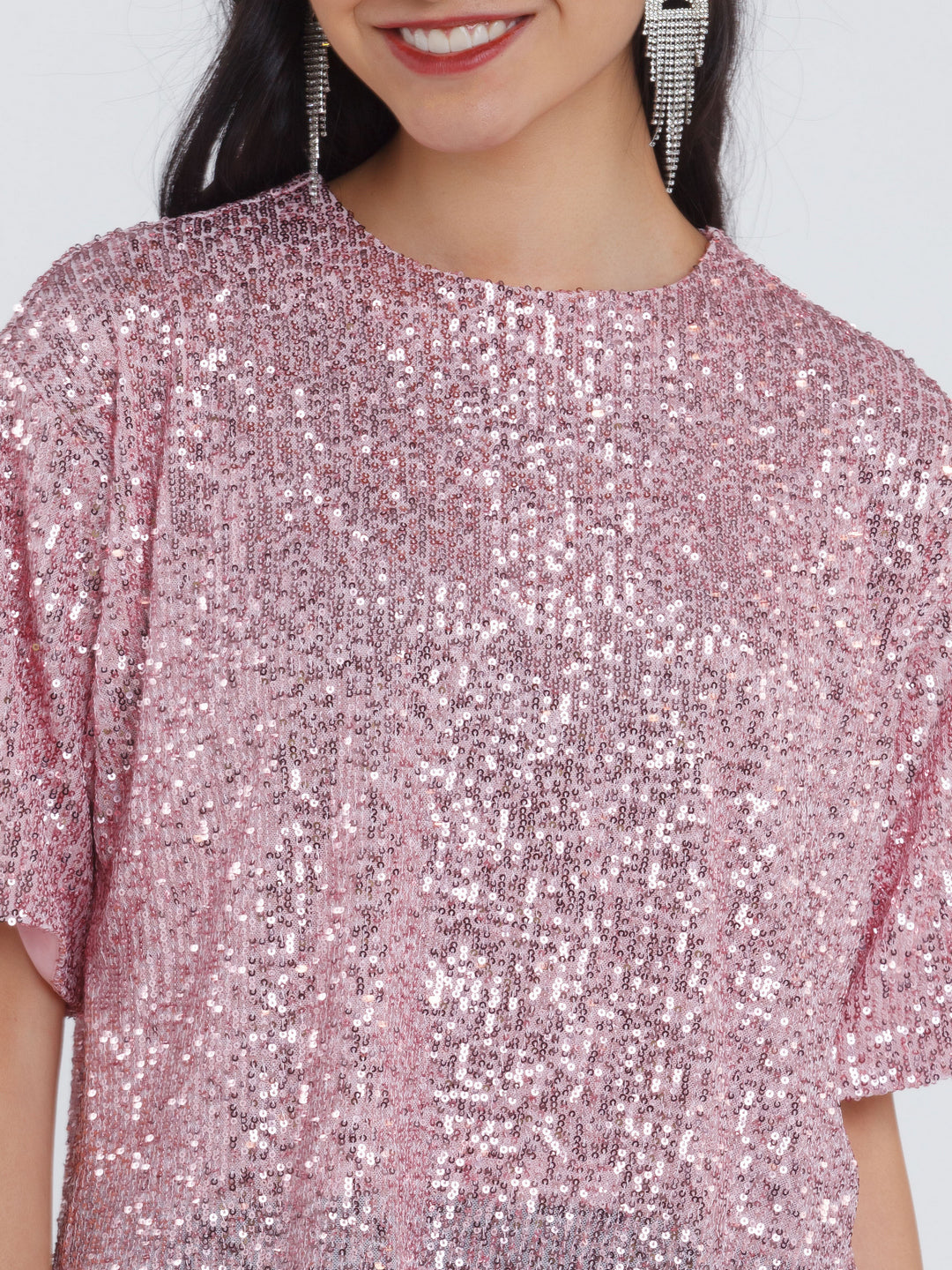 Pink Embellished Regular Top