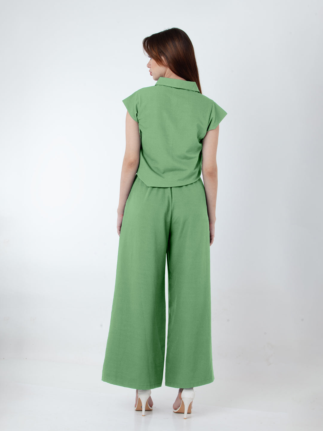 Solid Green Wide Leg Co-Ord Set