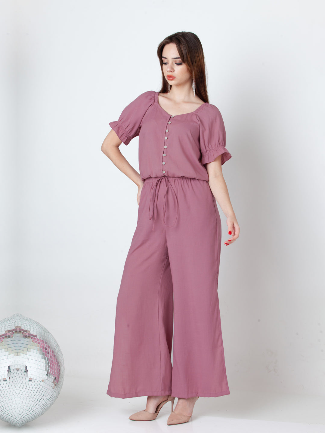 Solid Pink Wide Leg Co-Ord Set