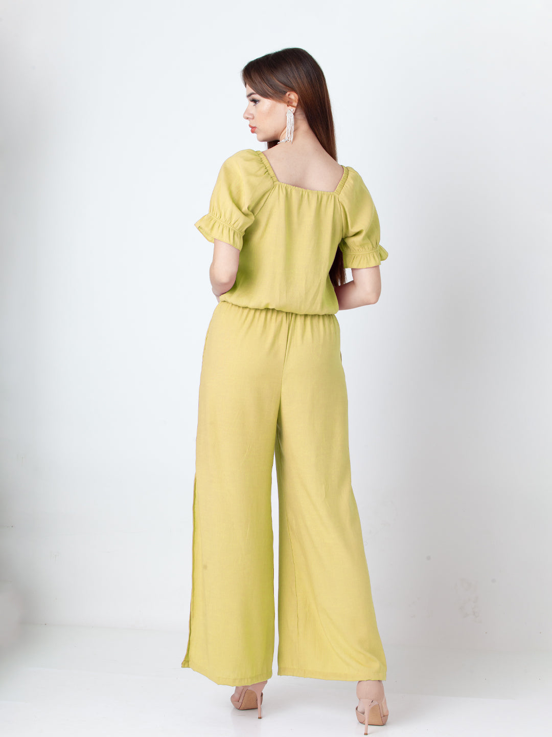 Solid Yellow Wide Leg Co-Ord Set