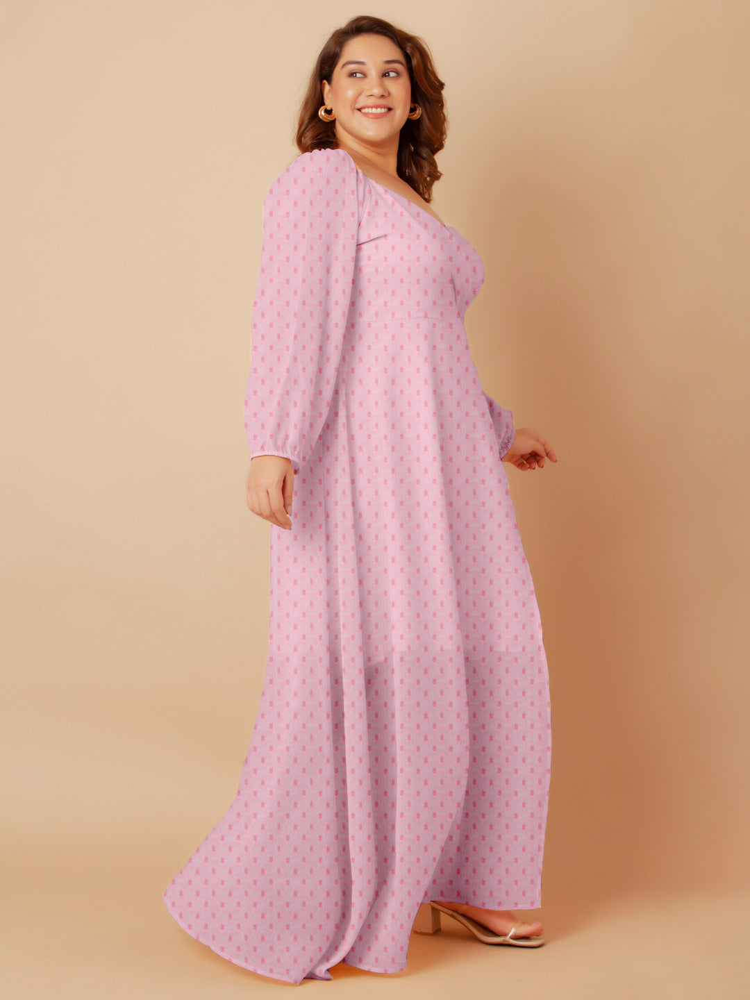 Pink Solid Wrap Maxi Dress