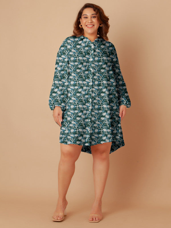 Green-Floral-Print-Buttoned-Long-Shirt-ZCT00002-124-Green-2