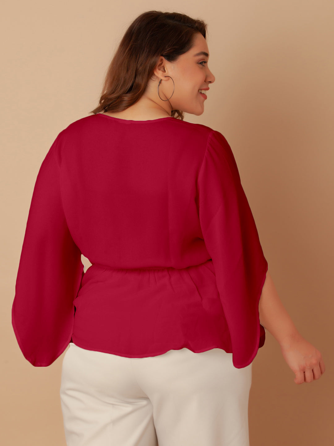 Pink Solid Peplum Top