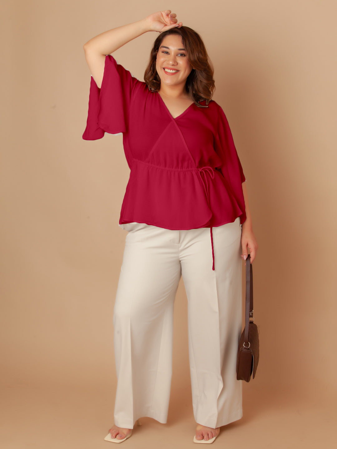 Pink Solid Peplum Top